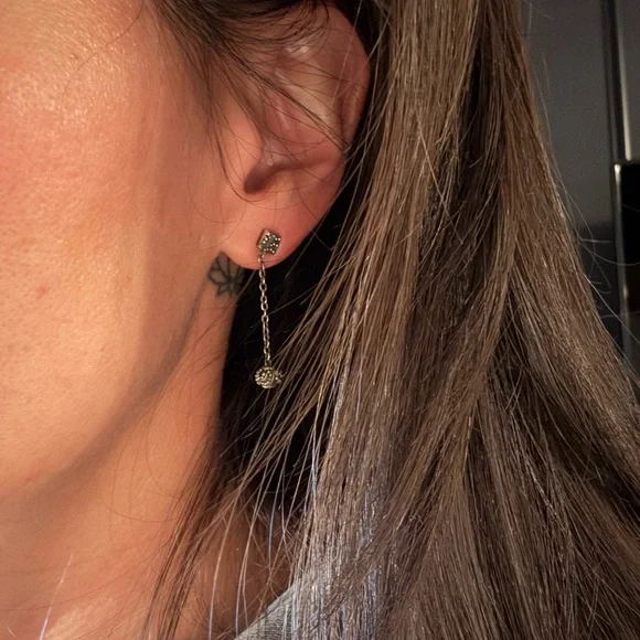 Lois Hill sterling silver granulated scroll drop earrings - Picture 2 of 2